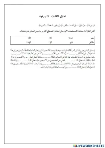 تمثيل التفاعلات الكيميائية