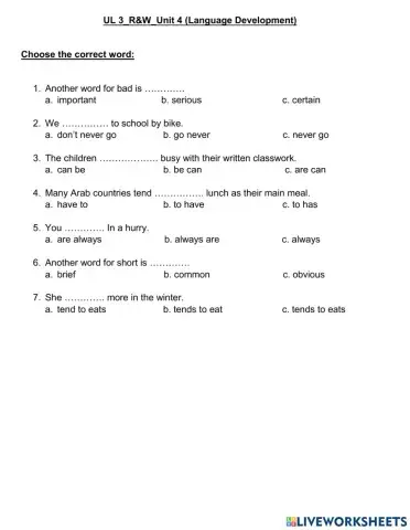 Unlock 3-Unit 4-Language Development