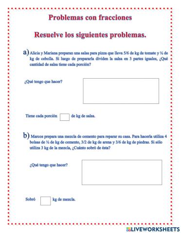 Problemas con fracciones