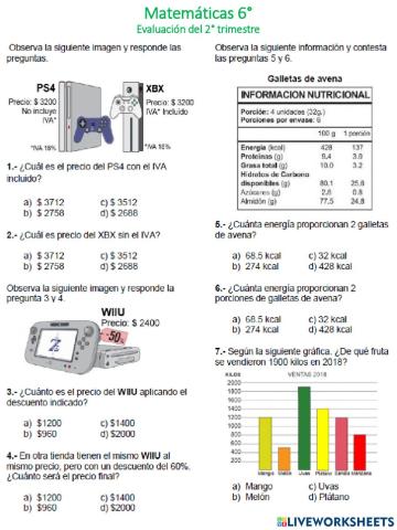 Evaluación de matemáticas