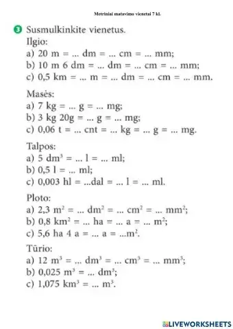 Metriniai matavimo vienetai