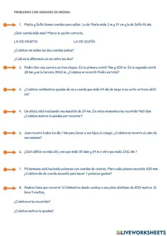 Problemas unidades de medida