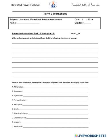 Poetry Formative Assessment 4