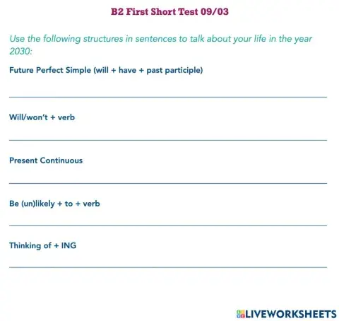 B2 First Short Test 09-03