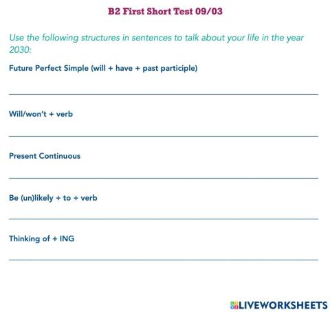 B2 First Short Test 09-03