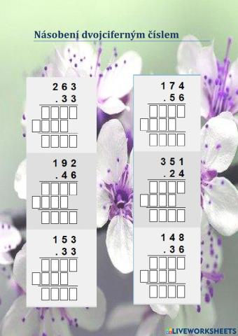 Písemné násobení dvojciferným číslem