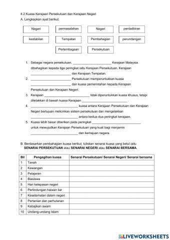 4.2 Kuasa Kerajaan Persekutuan dan Kerajaan Negeri