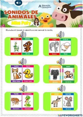 Sonidos onomatopeyicos animales