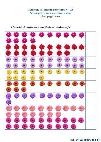 Numerele naturale în concentrul 0-20