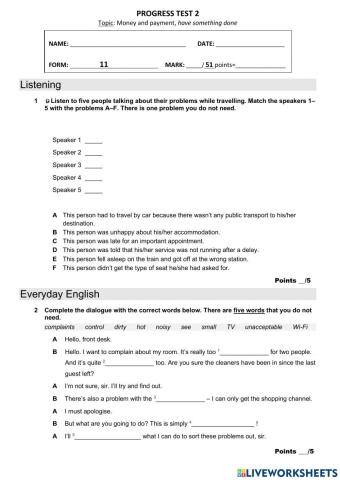 Money and payment, have something done