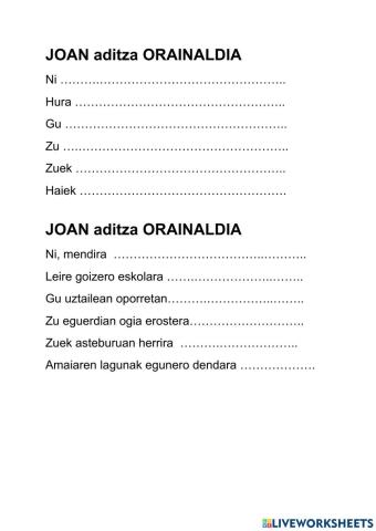 Joan aditza orainaldia
