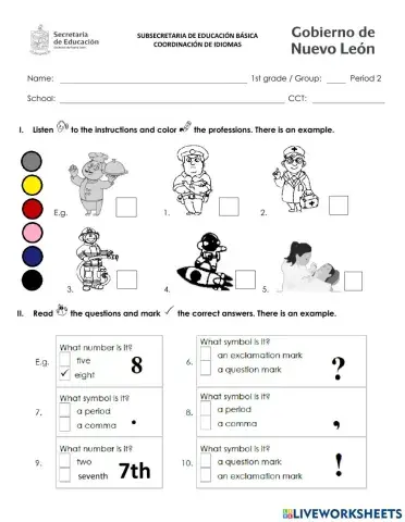 Second Trimester Exam - First Grade