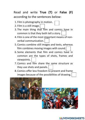 Characteristics of film and comics