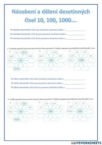 Násobení a dělení desetinných čísel10,100