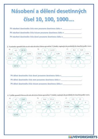 Násobení a dělení desetinných čísel10,100