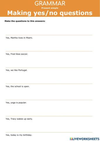 Present Simple - Making Yes or No questions