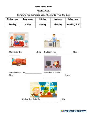 Home sweet home writing task