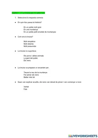 La bruixa que no sabia riure. Capitol 1 i 2