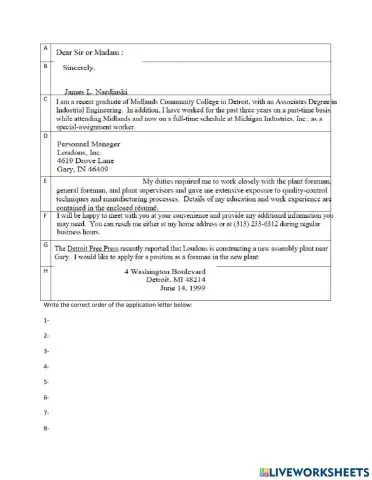 Letter of Application