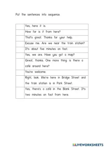 Year 5 Unit 1 town and cities - directions