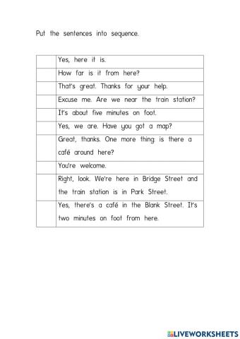 Year 5 Unit 1 town and cities - directions