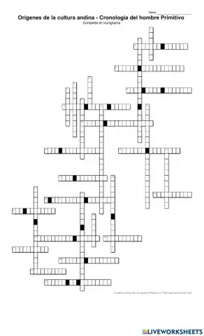 Crucigrama Orígenes de la cultura andina