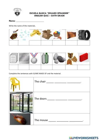 Quiz made of and materials