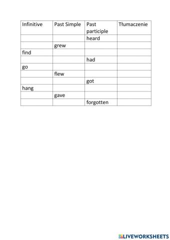 Irregular verbs find-hear (kl 6)