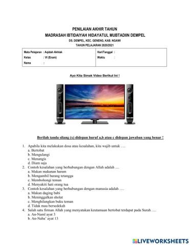 Pat aqidah akhlak kelas 6