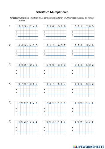 Schriftlich Multiolizieren