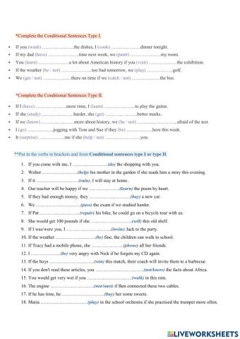 Conditionals Types 1 and 2
