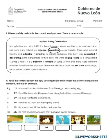 Second Trimester Exam - Third Grade