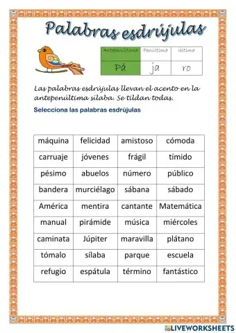 Palabras esdrújulas