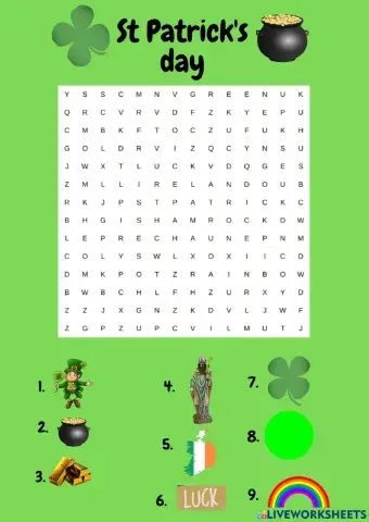 St.Patrick's Day Wordsearch