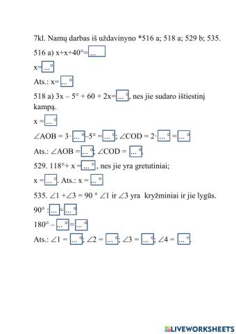 Gretutiniai ir kryžminiai kampai (iš uždavinyno)
