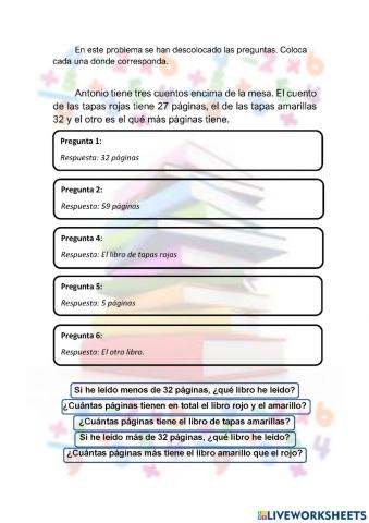 Coloca las preguntas