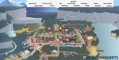 Places in the town. gravity falls town map