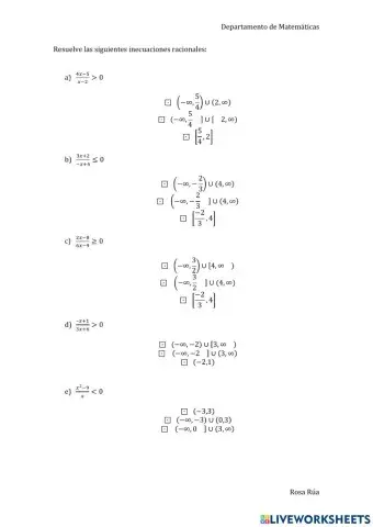 Inecuaciones racionales