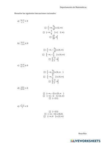 Inecuaciones racionales