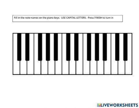 Piano Keyboard Notes, Naturals