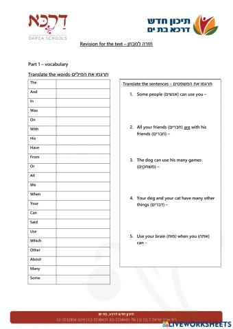 Revision for the test