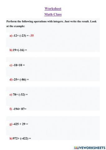 Operaciones con numeros enteros