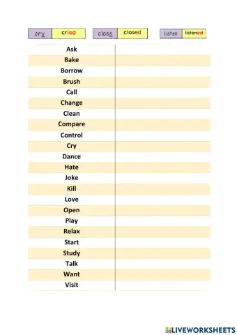 Past simple - Regular verbs