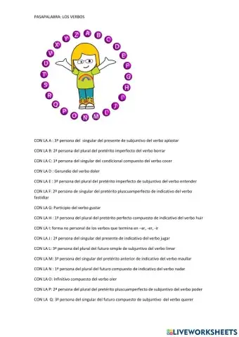 Pasapalabra: verbos en indicativo, subjuntivo e imperativo