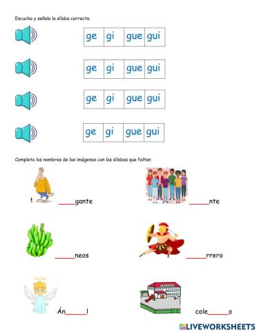 Sílabas ge, gi, gue, gui