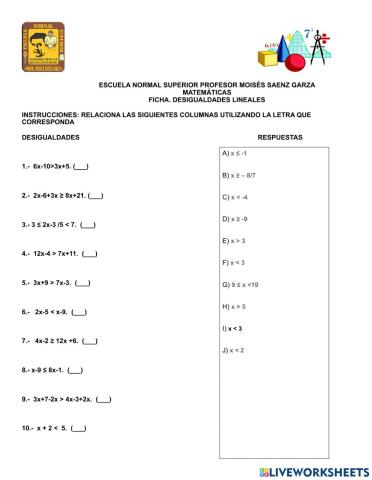 Desigualdades lineales