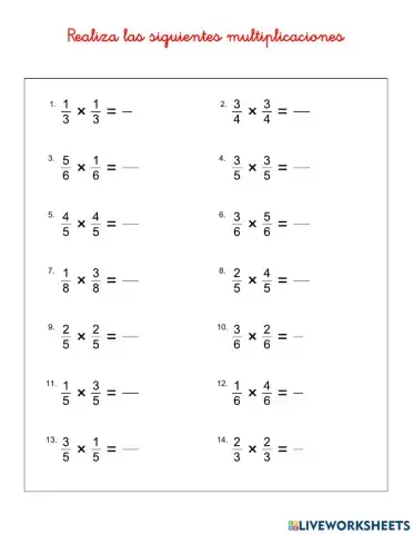 Multiplicación de fracciones