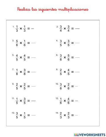 Multiplicación de fracciones