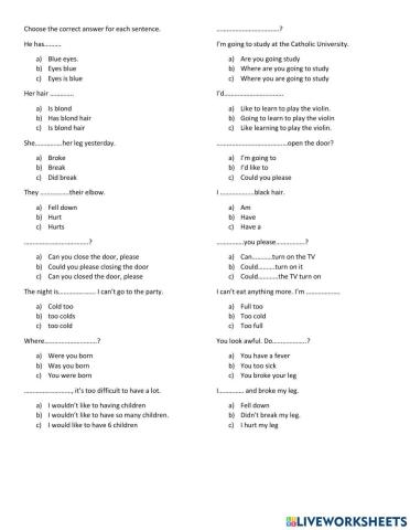 TNF3 Review quiz Unit 12-14