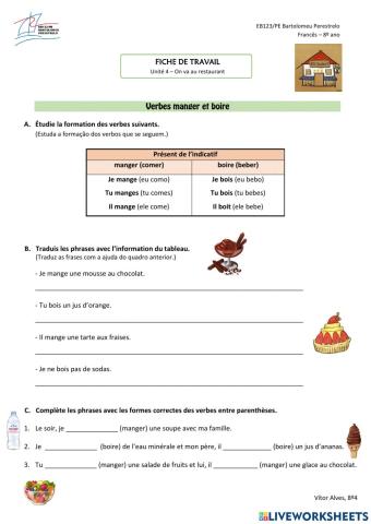 Verbes manger et boire